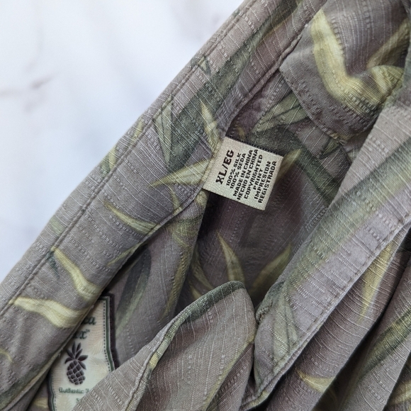Jamaica Jaxx Shirt XL Men Silk Button Up Short Sleeve Bamboo Leaf Tropic… - Picture 4 of 15